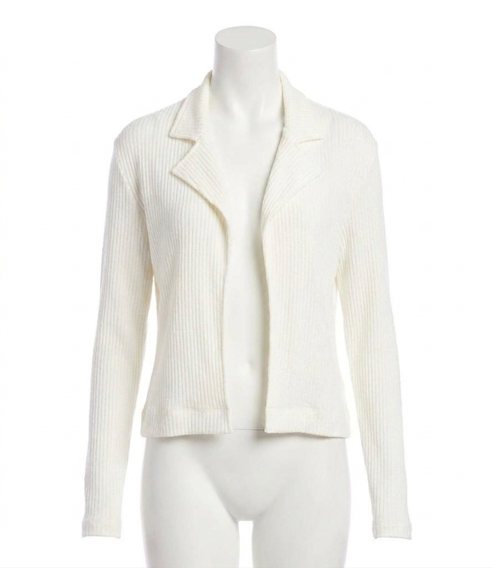 NEW KAREN KANE ribbed long set-in sleeves jacket - petite in off white